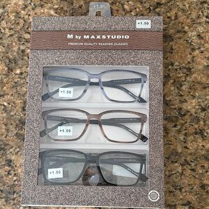 Max Studio Premium Reading Glasses Trio - Black, Brown, Gray